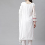 White embroidered unstitched dress material