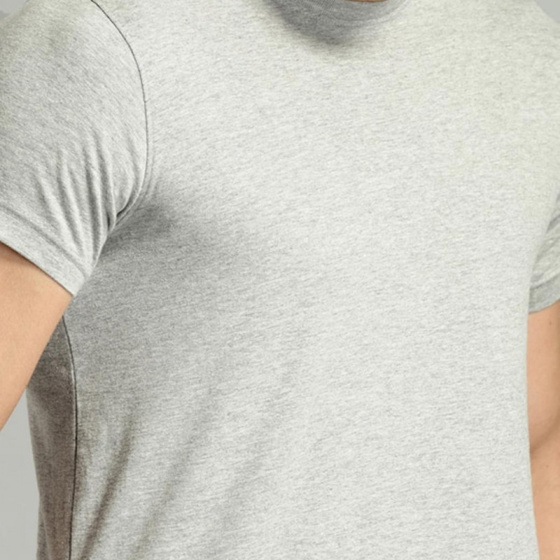 Men Grey Solid Round Neck T-shirt